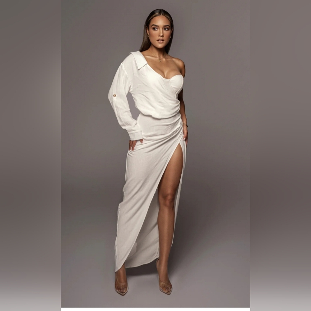 Jluxlabel White One-Shoulder Maxi Dress